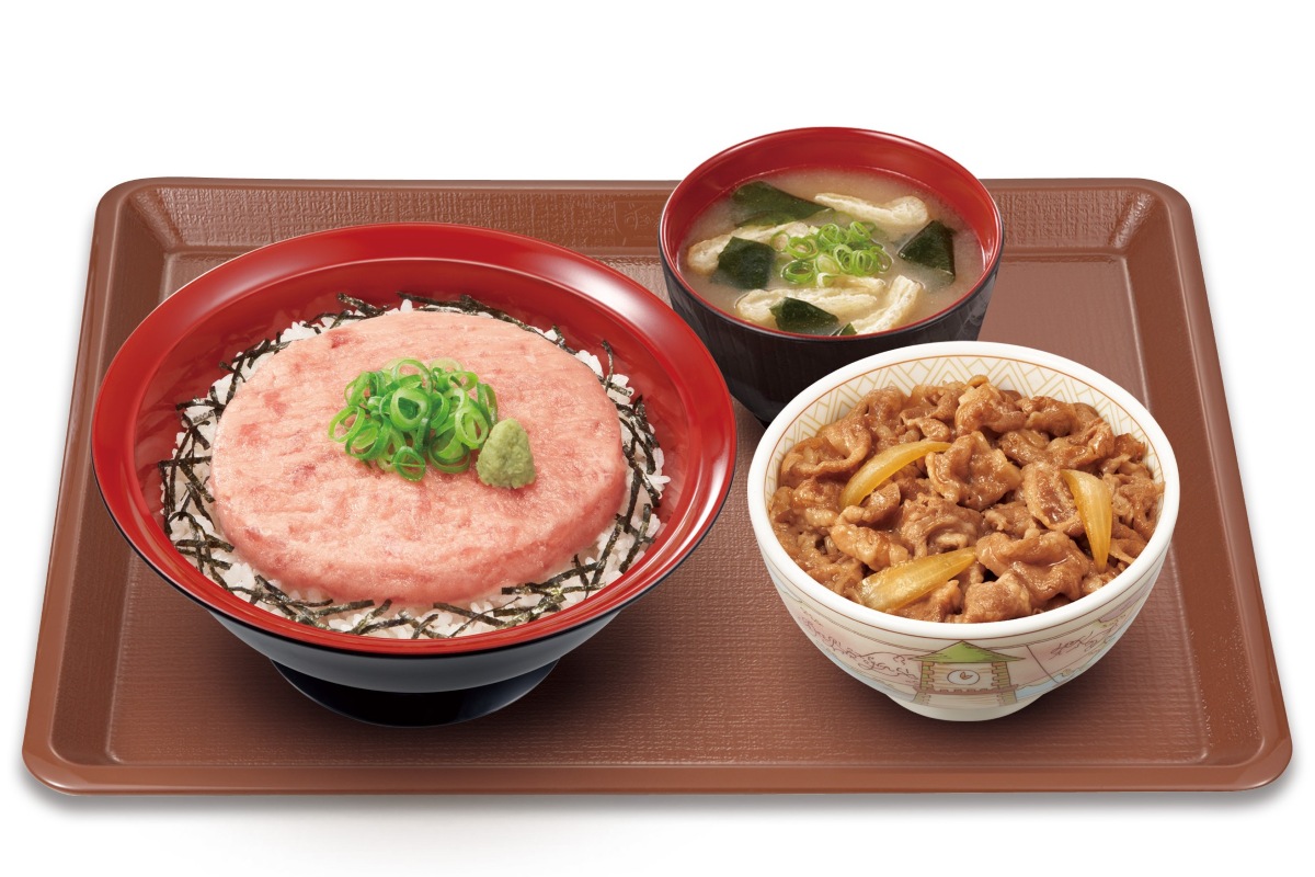 まぐろWセット（まぐろたたき丼並盛＋牛丼ミニ＋みそ汁）