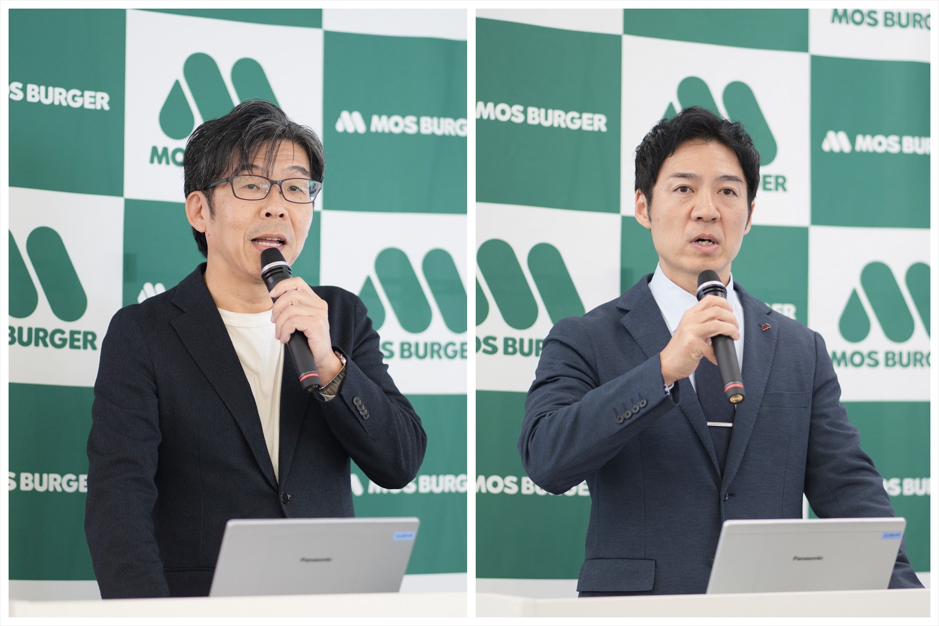 モスフードサービス マーケティング本部 マーケティング部の目黒広朗氏（左）と商品本部 商品開発部の青山哲久氏（右）