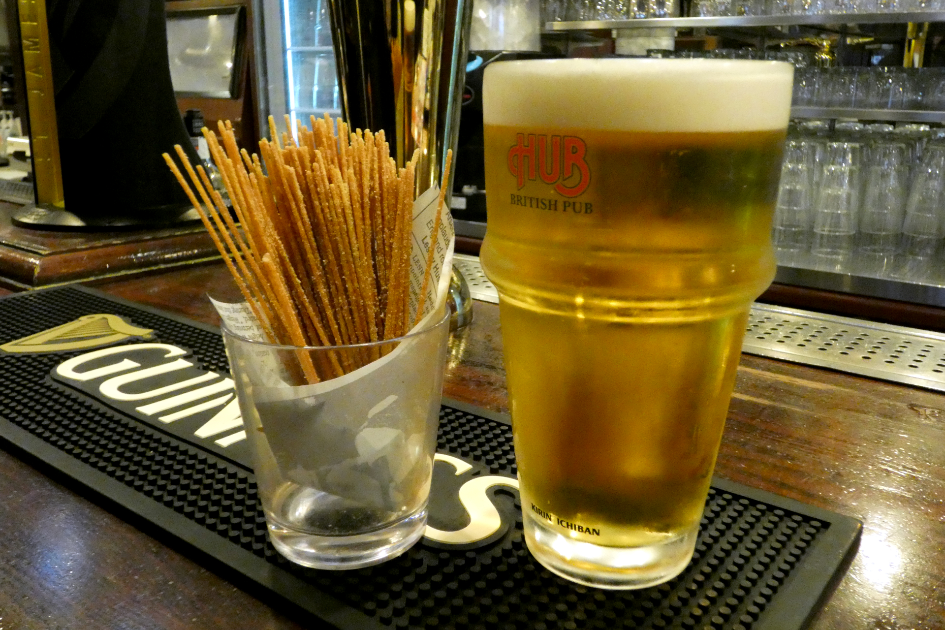 「カリカリパスタ」と「キリン 一番搾り」