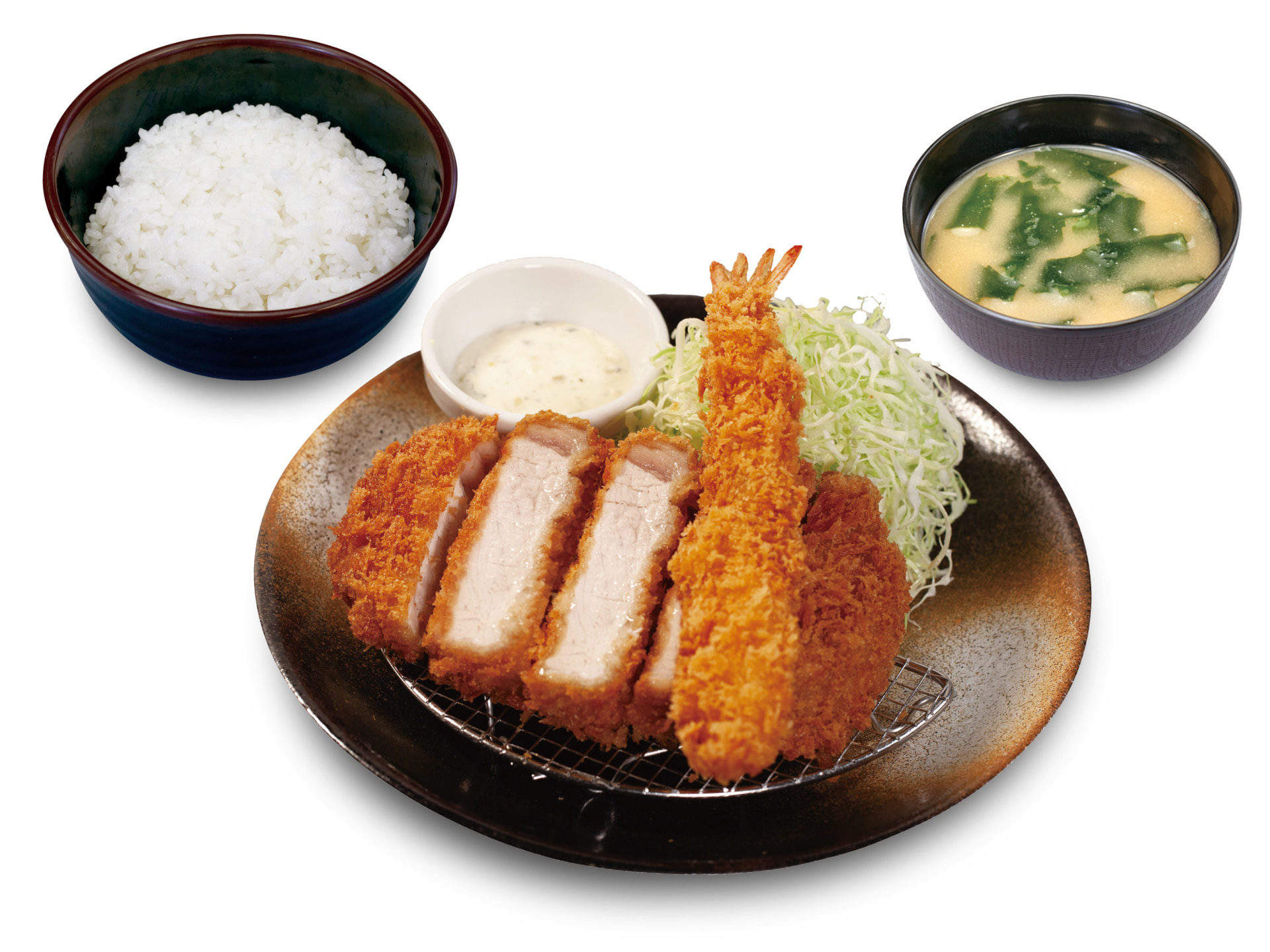 超厚切りロースかつ＆海老フライ（1尾）定食（1290円）