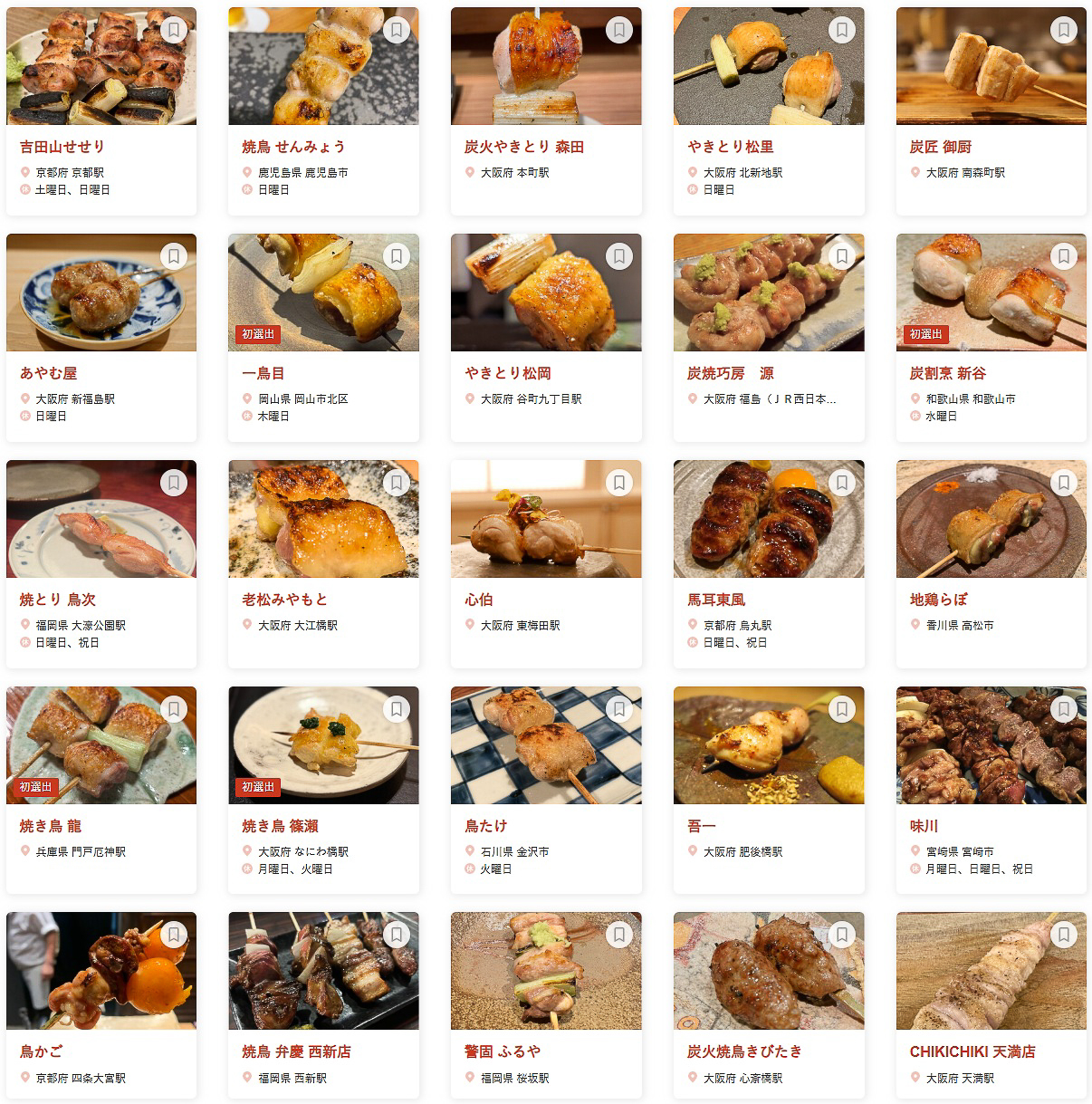 「食べログ 焼き鳥 WEST 百名店 2025」に選ばれた100店