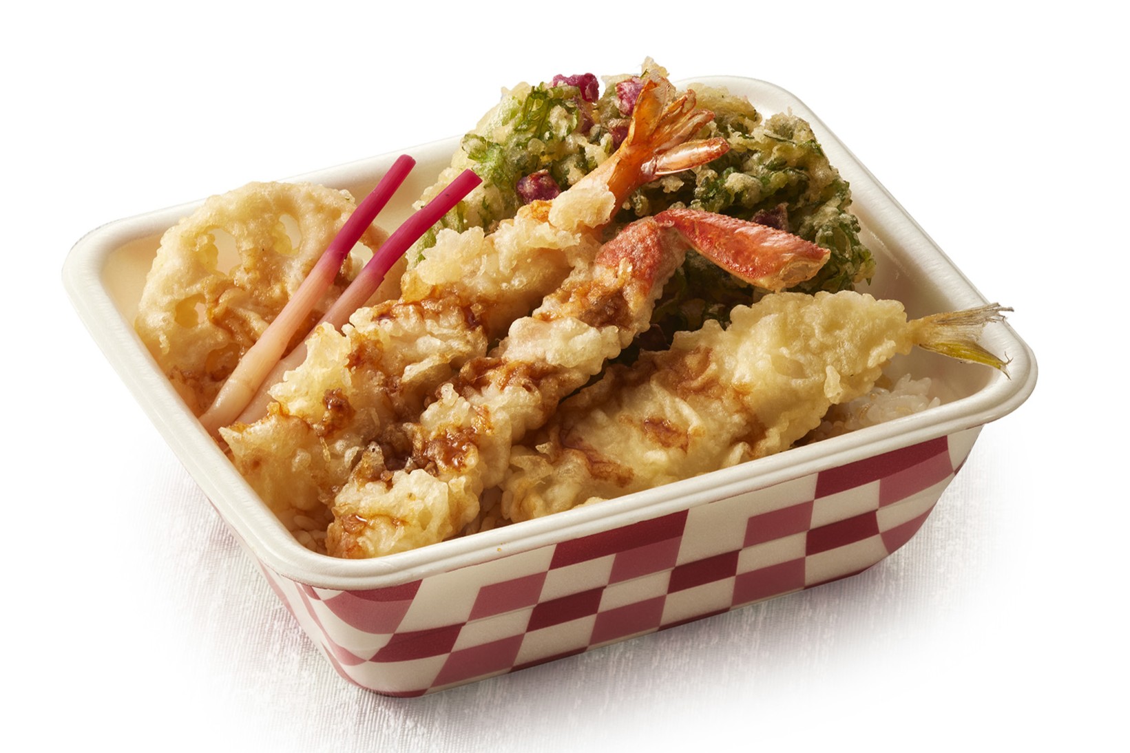 蟹とふぐの冬天丼弁当（お新香付）