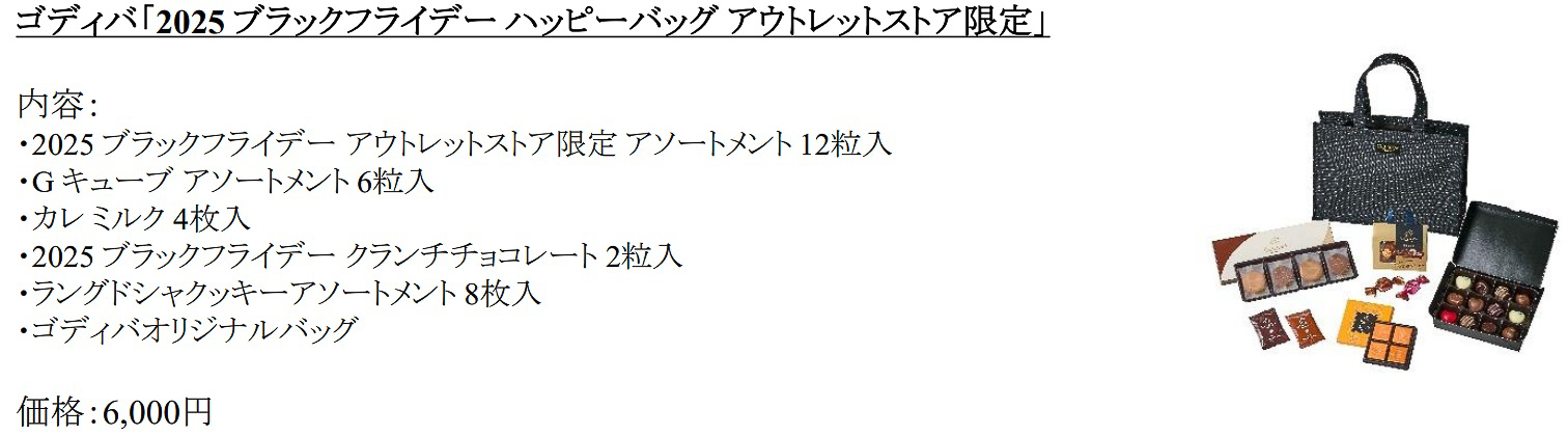 「2025 ブラックフライデー ハッピーバッグ アウトレットストア限定」（6000円）の詳細