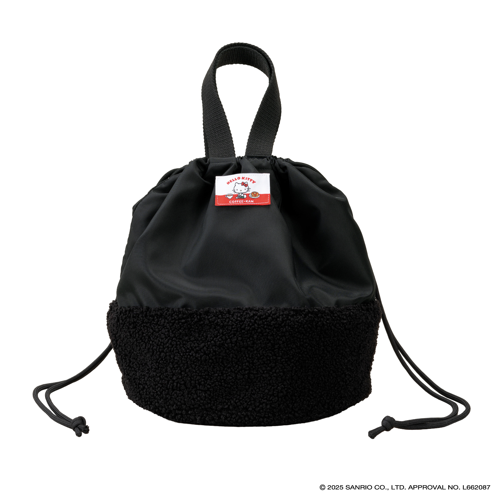 ボア巾着バッグ（ブラック）