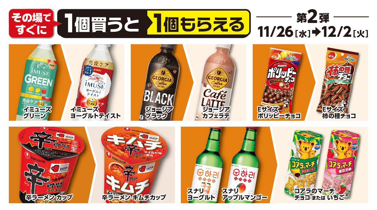 「1個買うと1個もらえる」第2弾