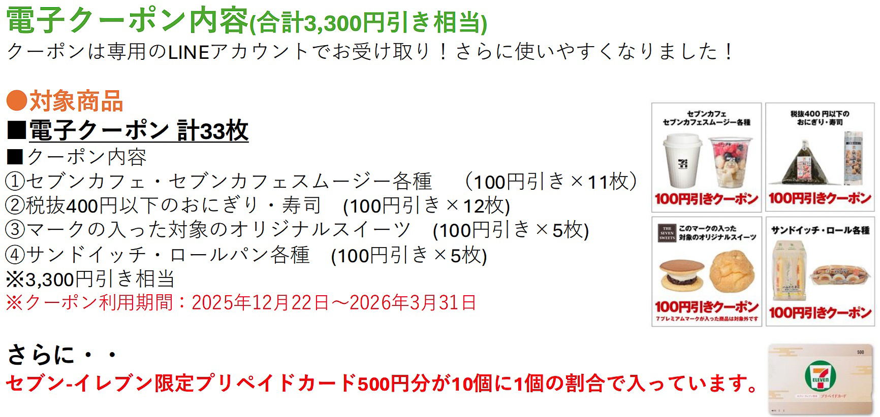 合計3300円引き相当の電子クーポン