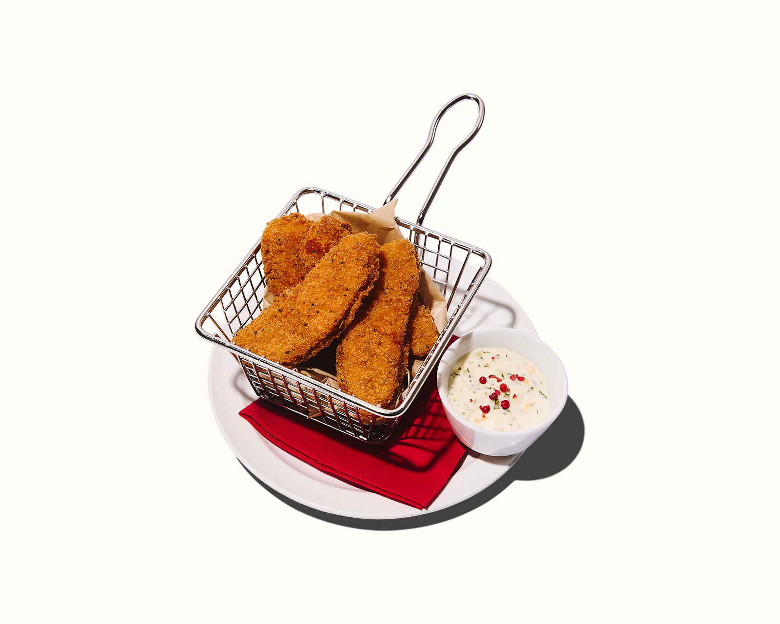 「サクサクチキンテンダー ライムミントのタルタルソース添え」（1500円）