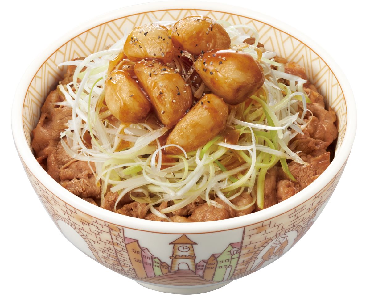 「にんにく白髪ねぎ牛丼」（ミニ 670円、並盛 730円、中盛・大盛 930円、特盛1130円、メガ 1310円）