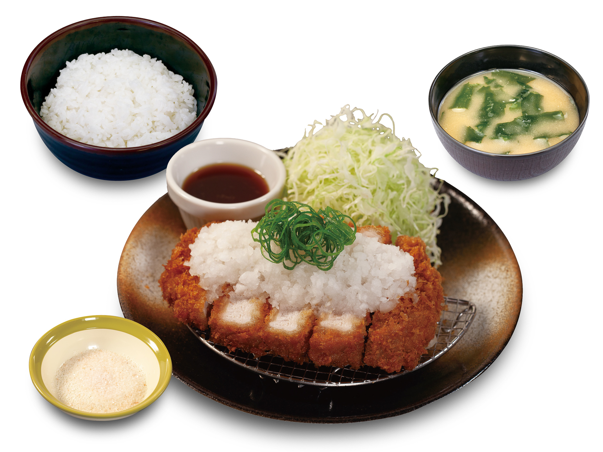 「国産雪国育ち鬼おろし厚切りロースかつ定食」（1190円）