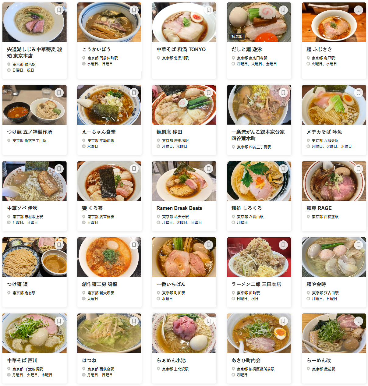 「食べログ ラーメン TOKYO 百名店 2025」に選ばれた100店舗（51～75/100）