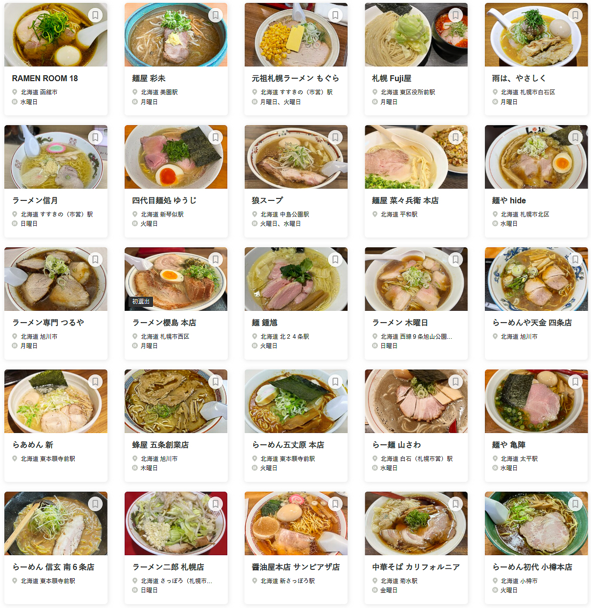 「食べログ ラーメン HOKKAIDO 百名店 2025」に選ばれた100店舗（26～50/100）