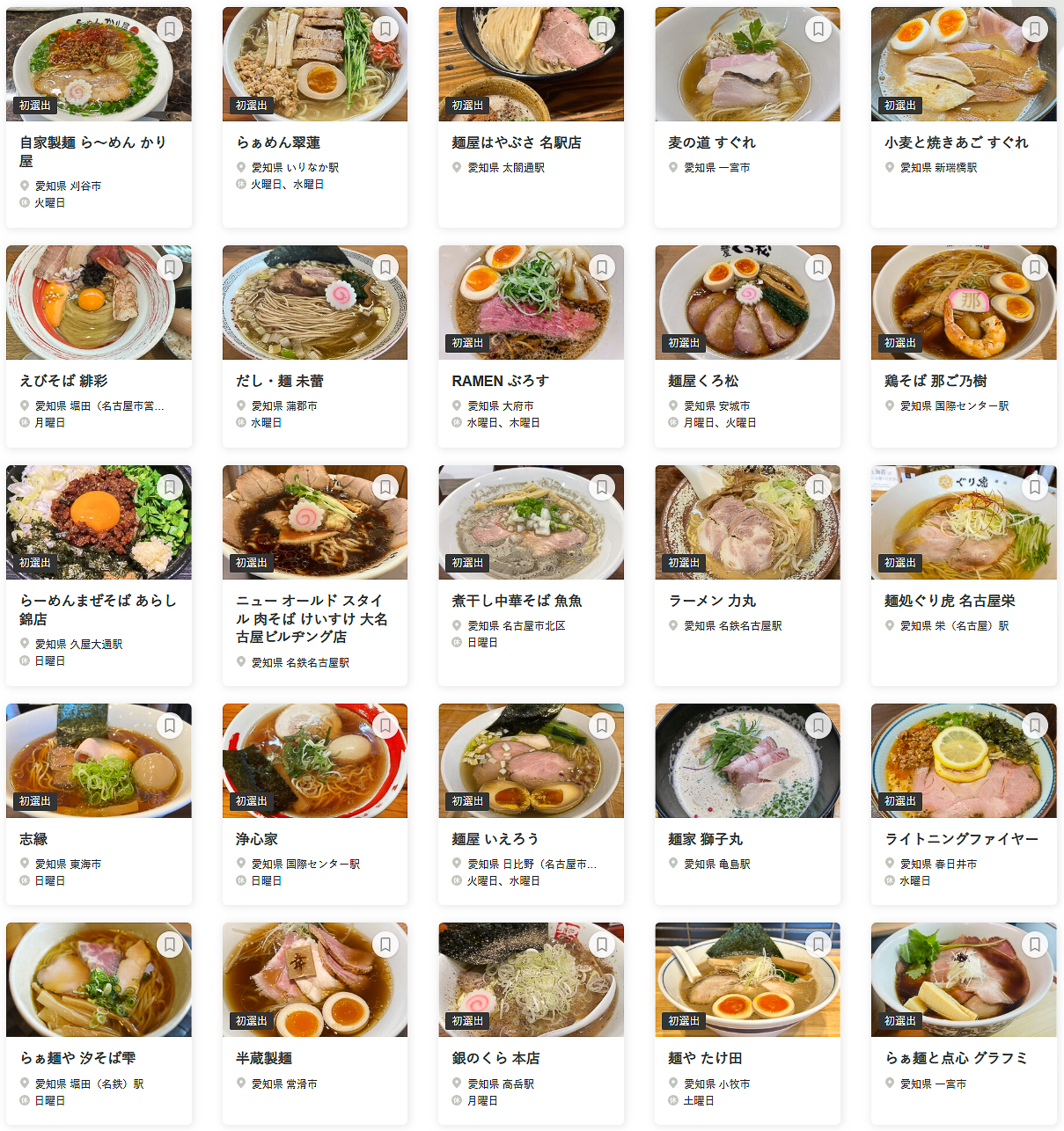 「食べログ ラーメン AICHI 百名店 2025」に選ばれた100店舗（51～75/100）