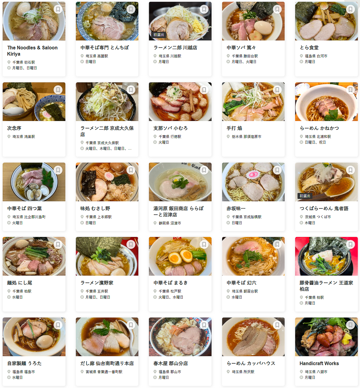 「食べログ ラーメン EAST 百名店 2025」に選ばれた100店舗（26～50/100）