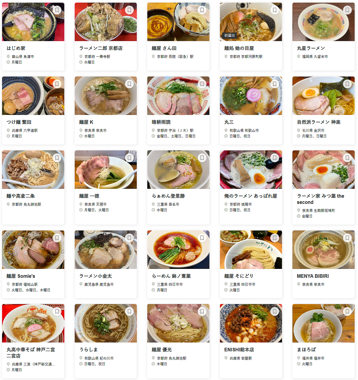 「食べログ ラーメン WEST 百名店 2025」に選ばれた100店舗（51～75/100）