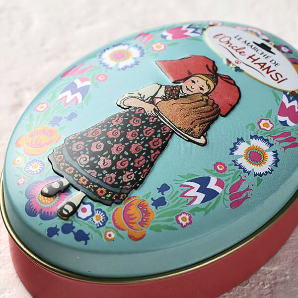 カルディ「オンクルアンシ チョコドラジェ オーバルブルー缶」