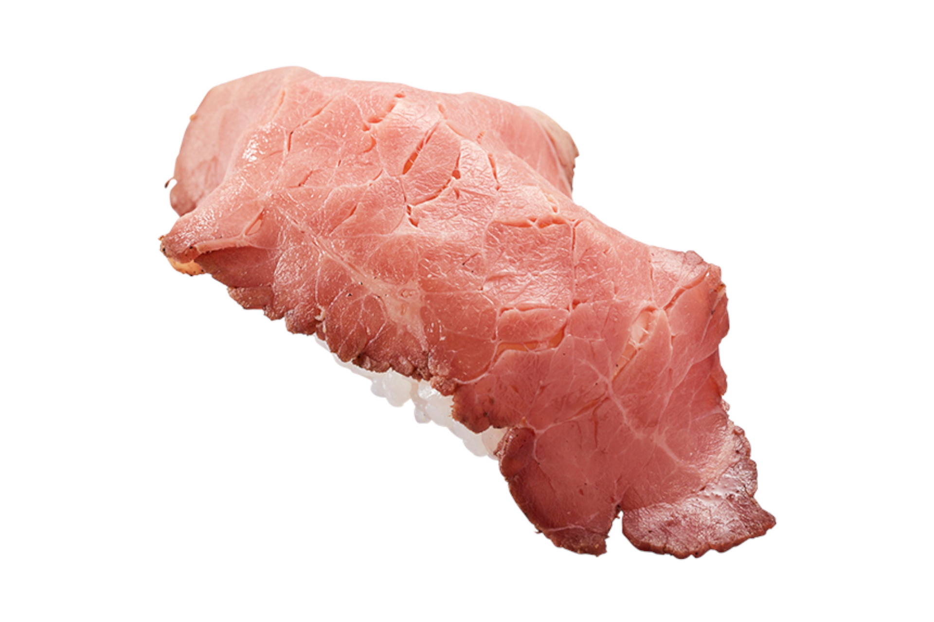 「ローストビーフ」ローストビーフを握りでいただくかっぱ寿司の肉ネタ