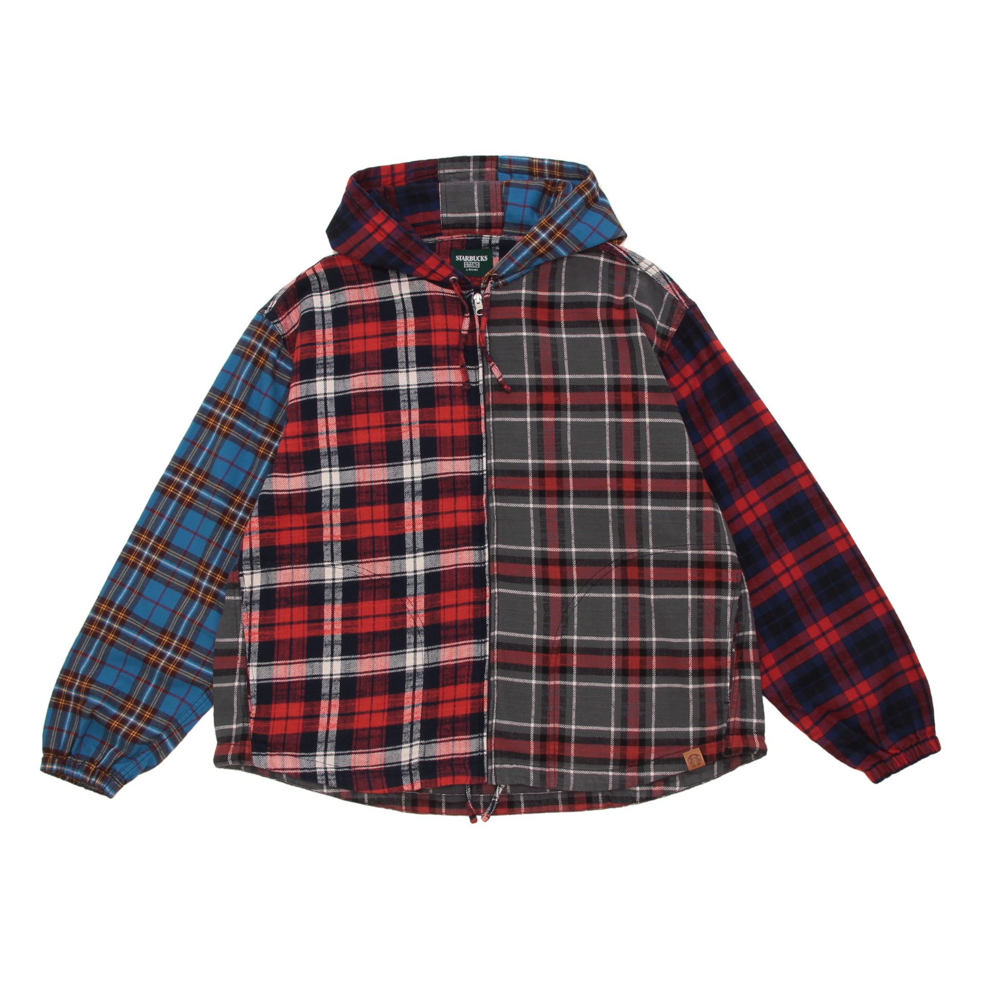 STARBUCKS STAND by BEAMS クレイジーパターンフードネルブルゾン（レッド）