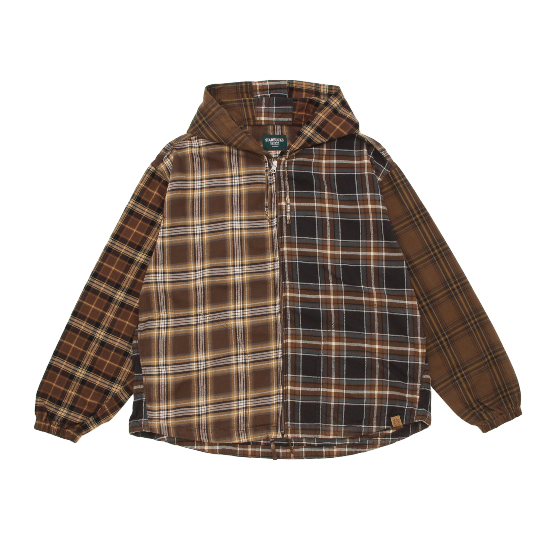 STARBUCKS STAND by BEAMS クレイジーパターンフードネルブルゾン（ベージュ）