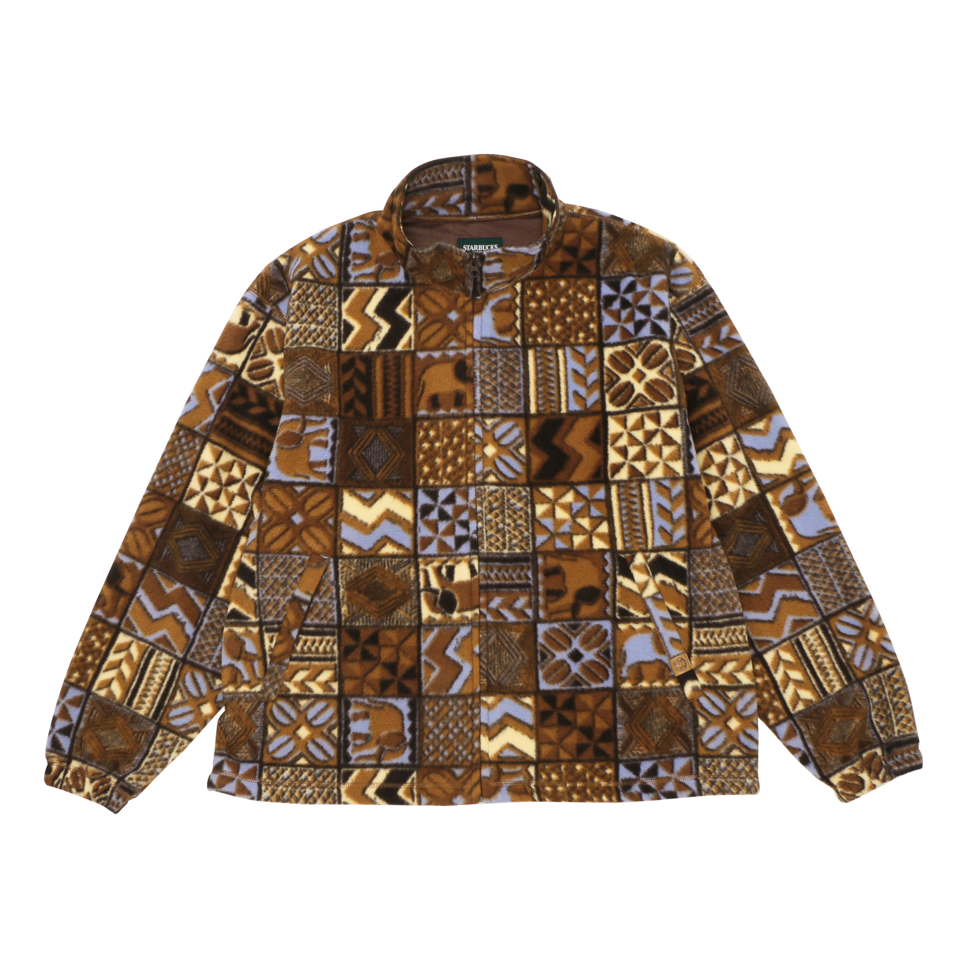STARBUCKS STAND by BEAMS 総柄プリントフリースジップブルゾン