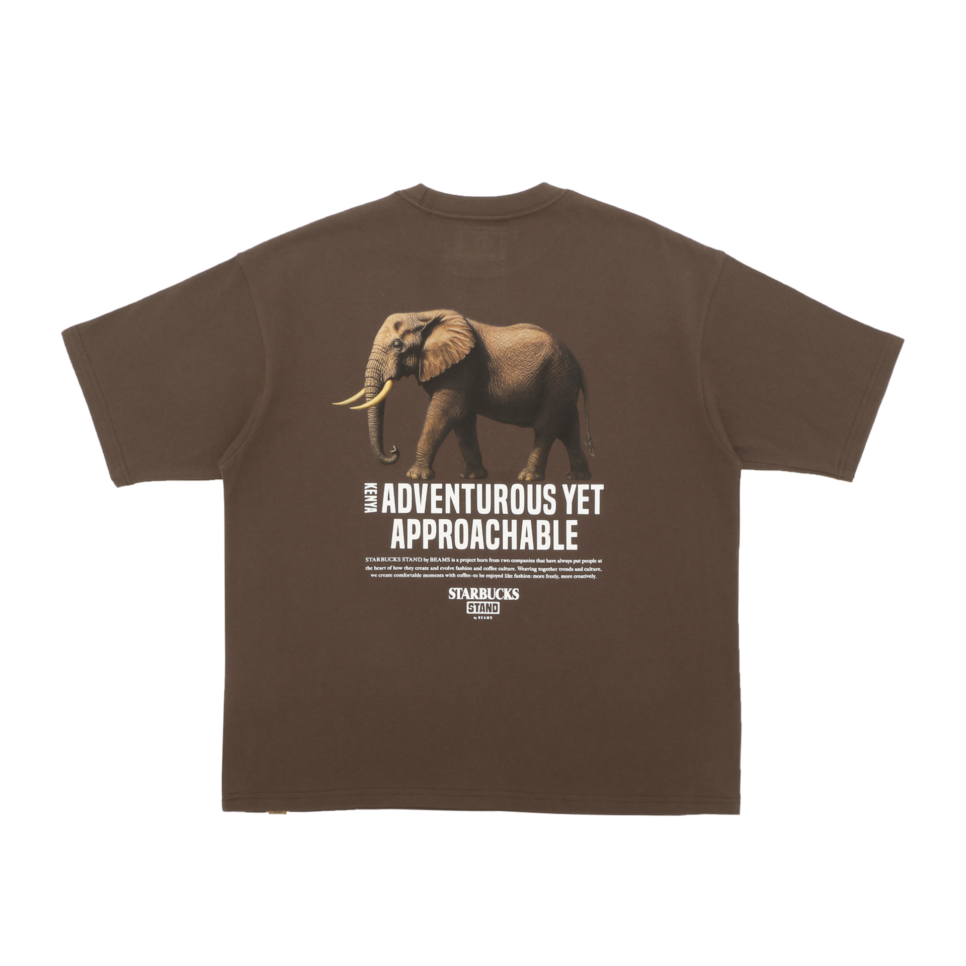 STARBUCKS STAND by BEAMS アニマルプリントTシャツ（エレファント ブラウン）