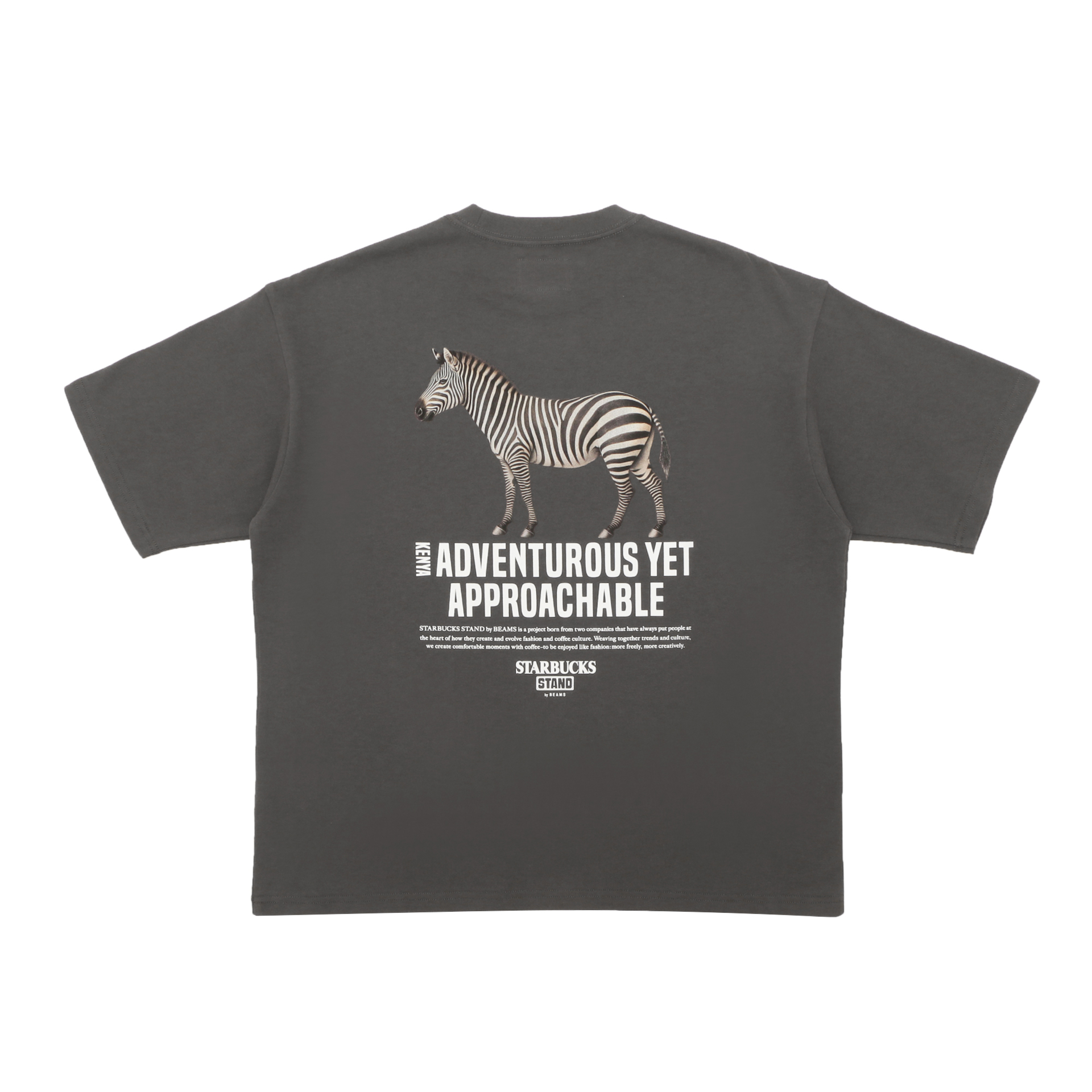 STARBUCKS STAND by BEAMS アニマルプリントTシャツ（ゼブラ チャコール）