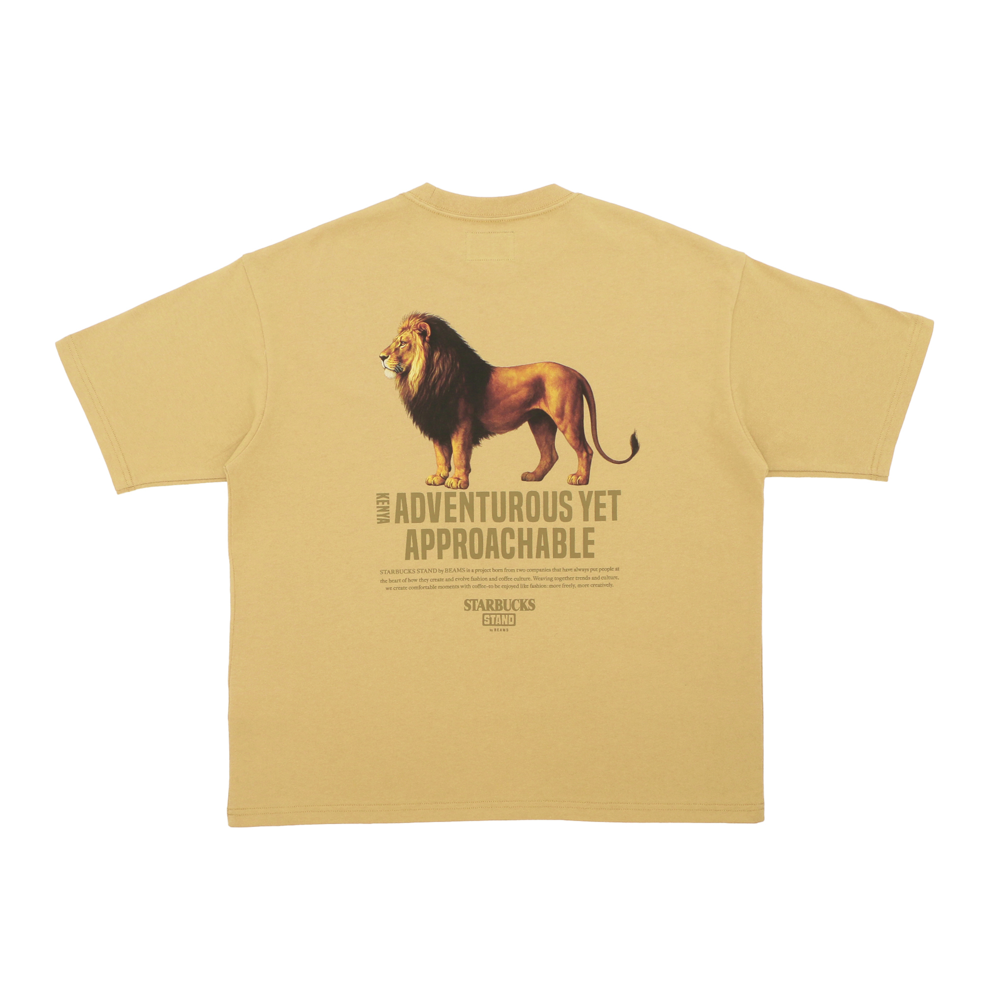 STARBUCKS STAND by BEAMS アニマルプリントTシャツ（ライオン ベージュ）