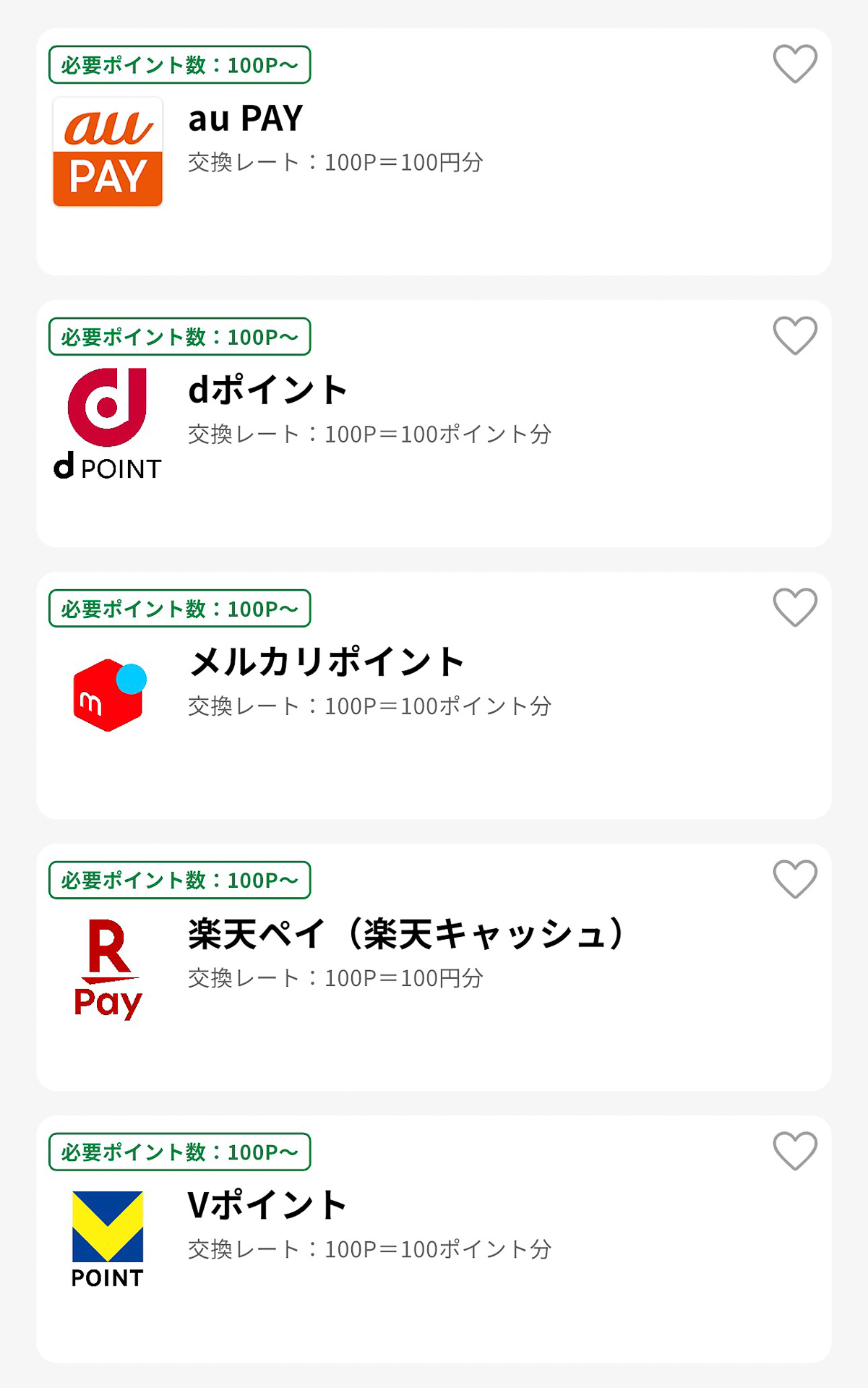 現在の連携サービスは「au PAY」「d払い」「メルカリポイント」「楽天ペイ」「Vポイント」の5つ