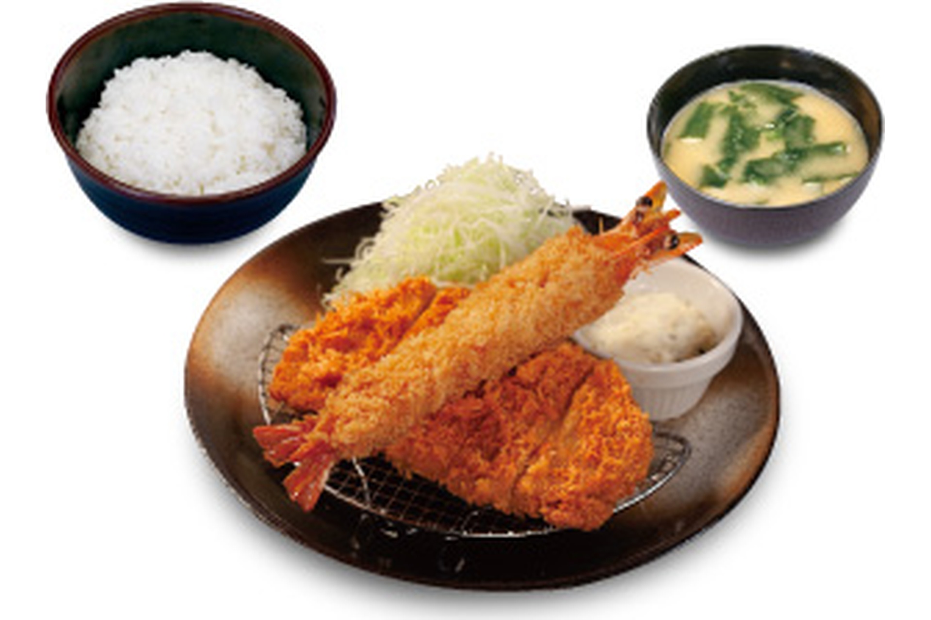 ロースかつ＆有頭大海老フライ（1尾）定食」（970円）