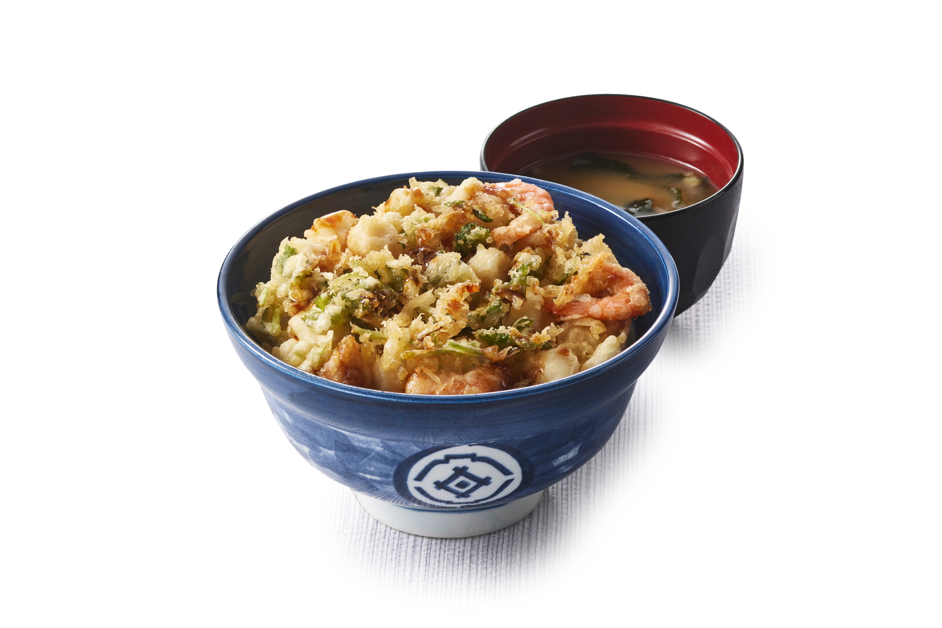 「海鮮かき揚げ天丼（みそ汁付）」（990円）