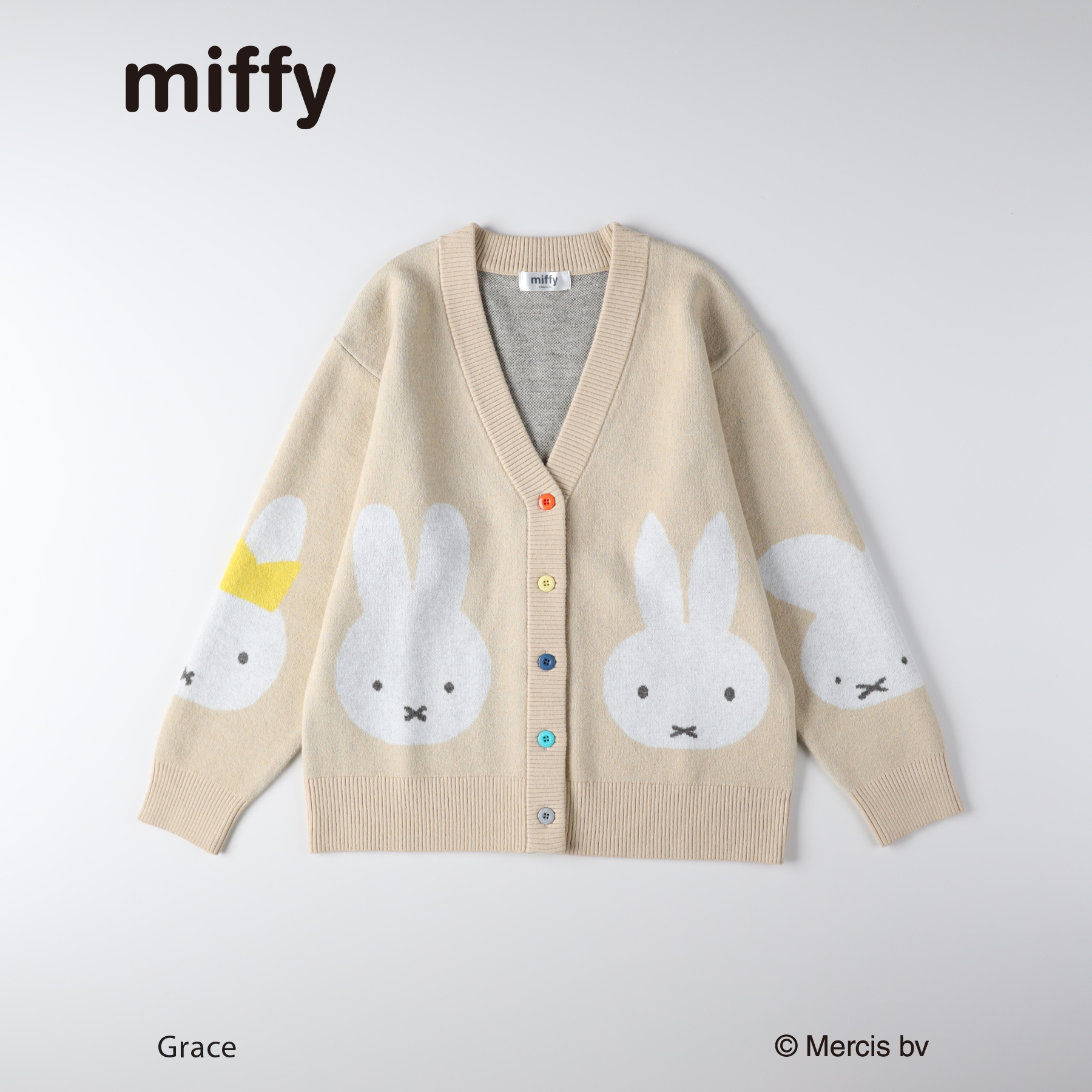 「miffy カーディガン」（ライトベージュ）