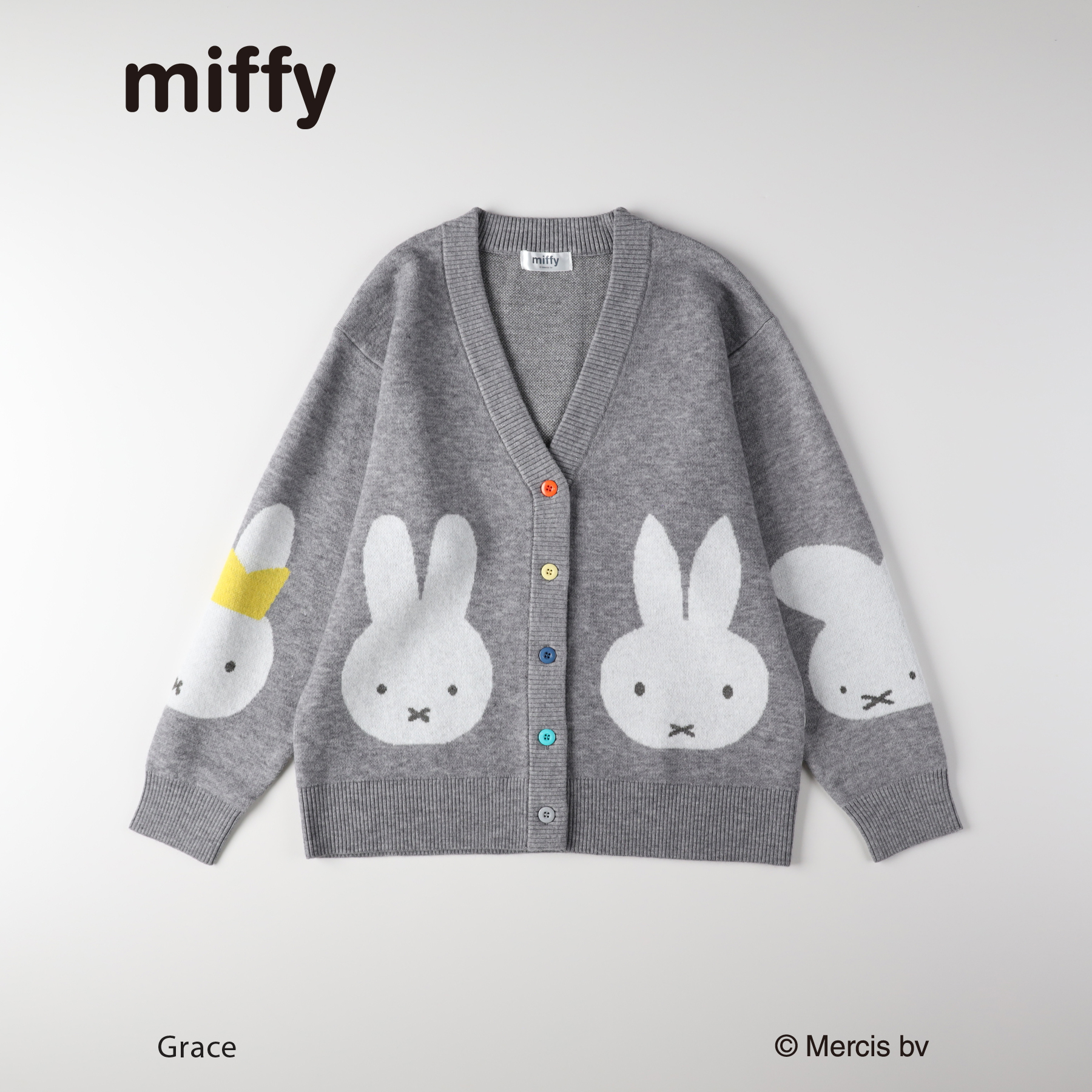「miffy カーディガン」（グレー）