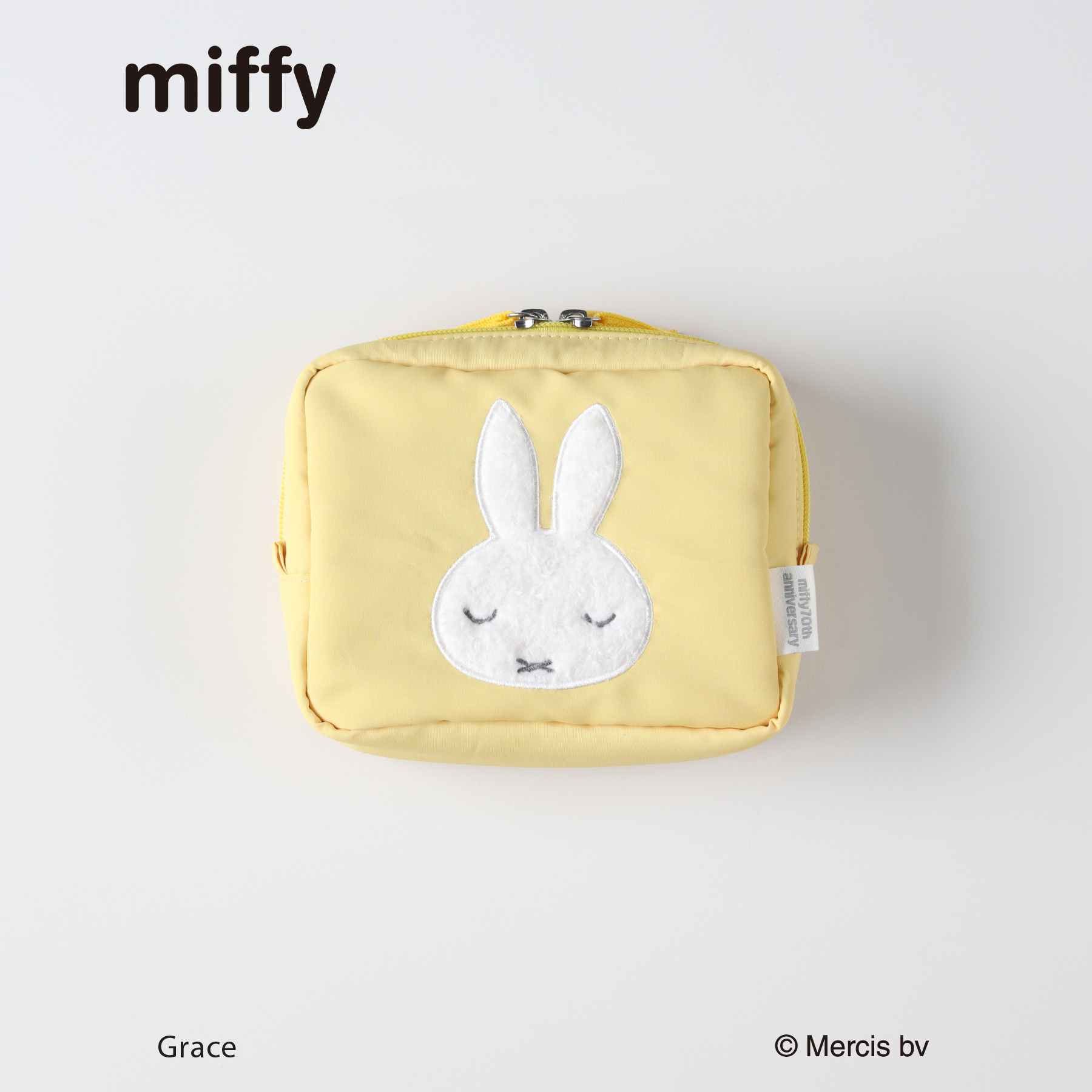 「miffy スクエアポーチ」（イエロー）