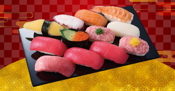 本鮪中とろ入り「贅沢まぐろ盛」（1296円）