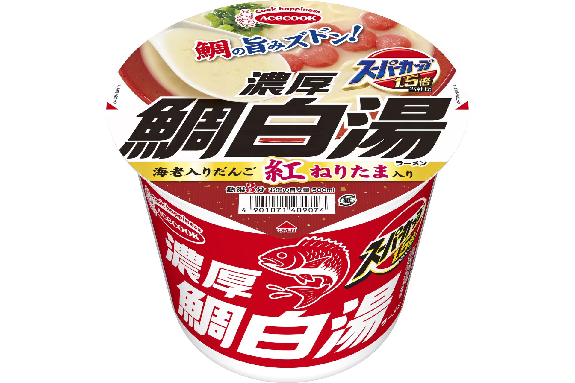 エースコックの「スーパーカップ1.5倍 濃厚鯛白湯ラーメン」