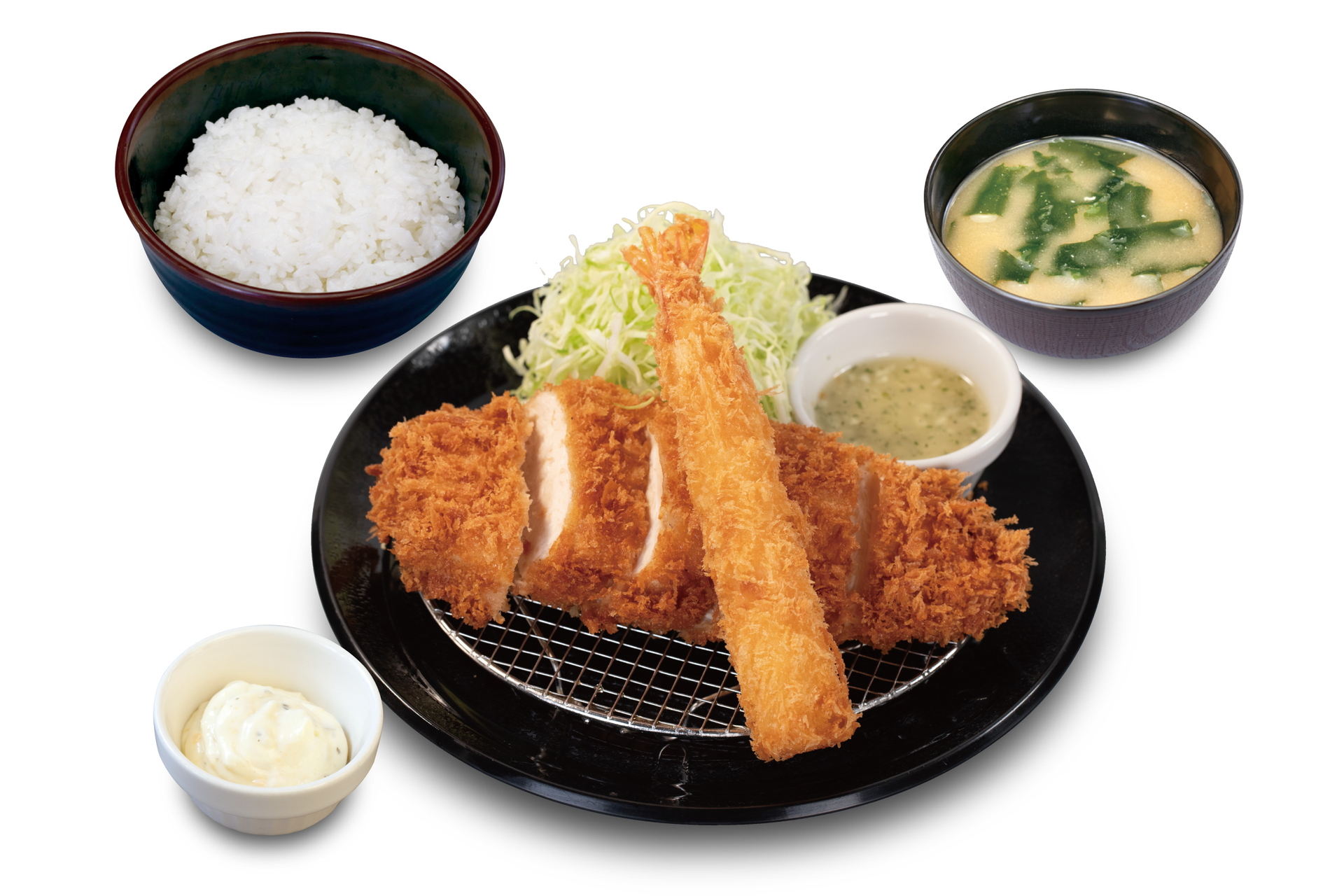「“肉厚”チキンムネかつ＆海老フライ1尾定食」（1170円）