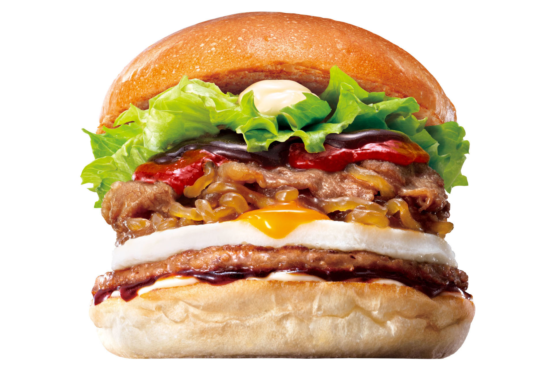 「旨辛とろたま牛すき焼きバーガー」（640円）