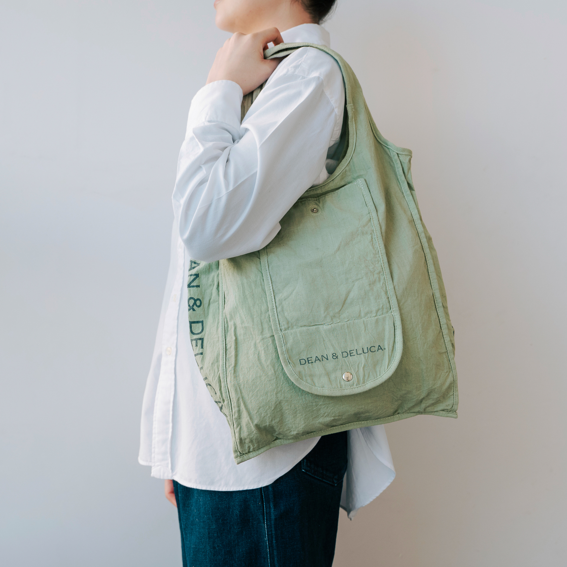 天然染めショッピングバッグ 葡萄 グリーン