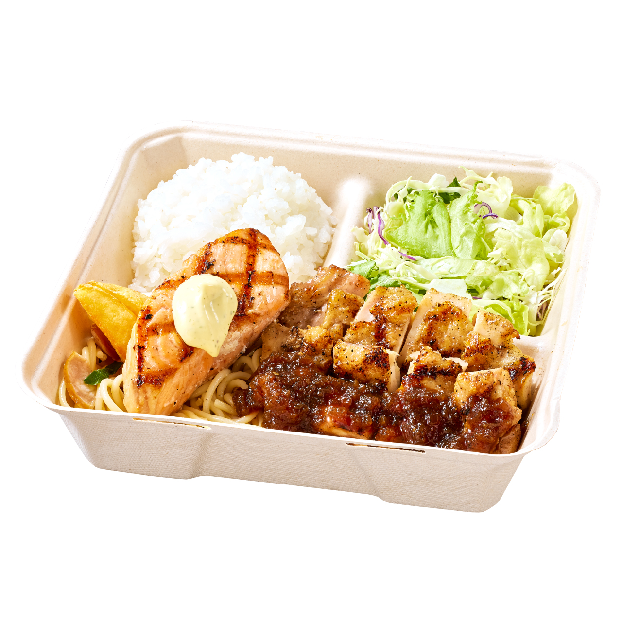 「サーモングリル＆グリルチキン弁当」（1290円）
