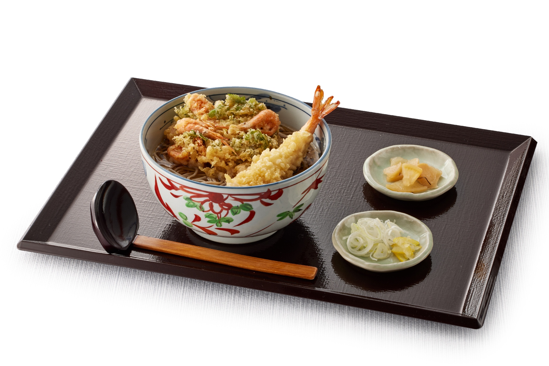 「姫甘えびとわさび菜のかき揚げそば」