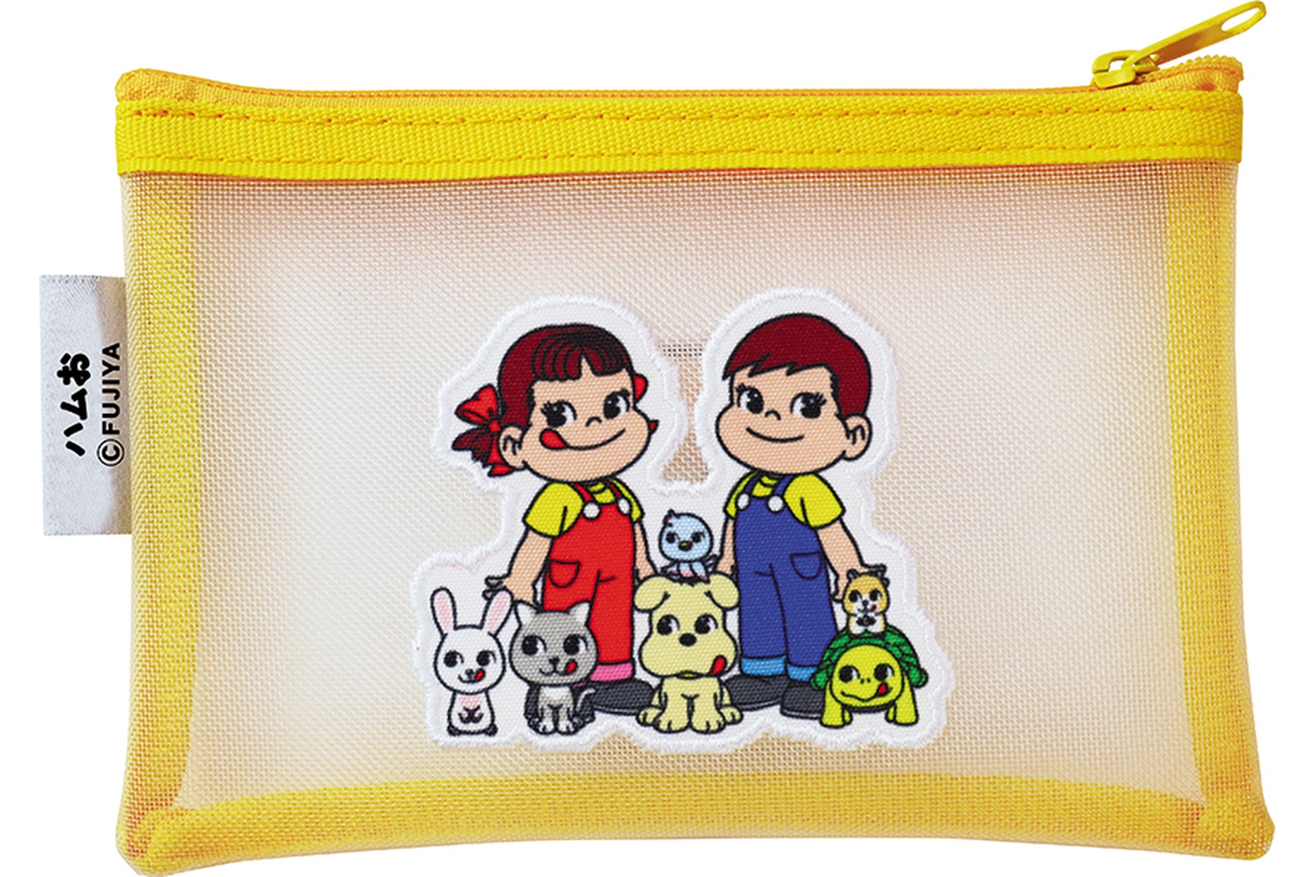 裏面はすべて「ペコちゃんポコちゃんとゆかいな仲間たち」の集合イラストのワッペン