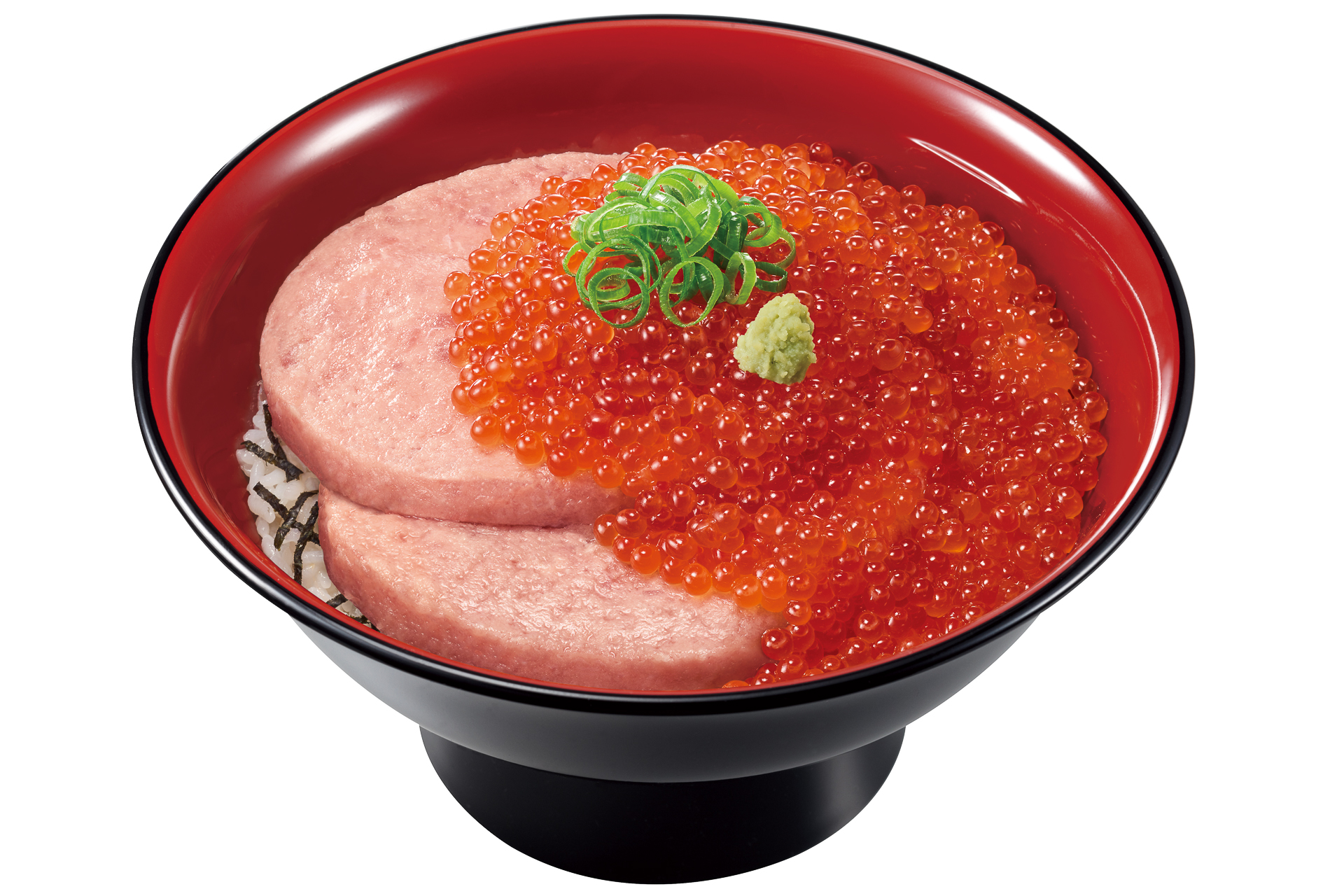 大盛のごはんに並盛の倍量のいくらとまぐろたたきをのせた特盛（3090円）