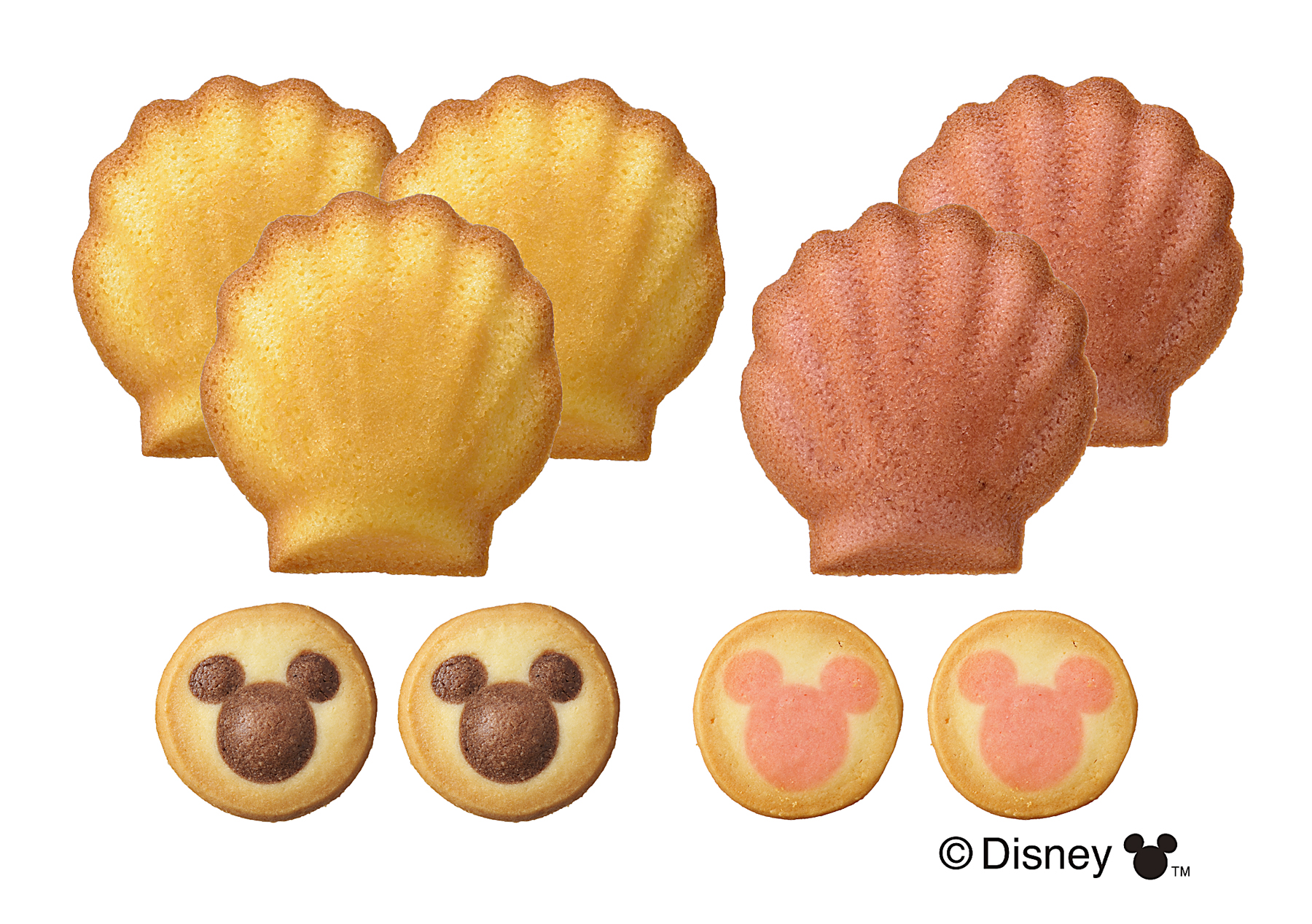 マドレーヌ2種、ミッキーアイコン柄クッキー2種のセット