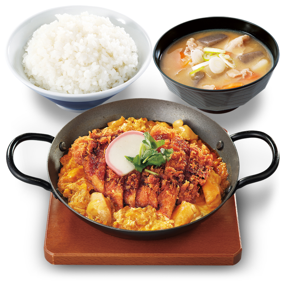 出汁醤油カツ on the 親子鍋定食（梅）