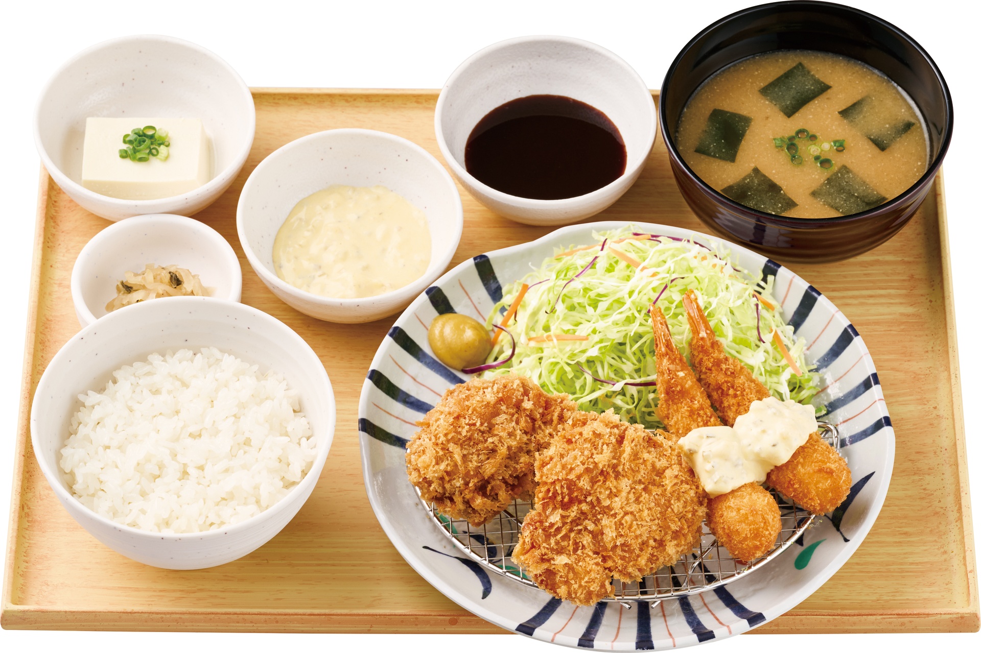 【タルタルソース付】とりカツとエビフライの定食