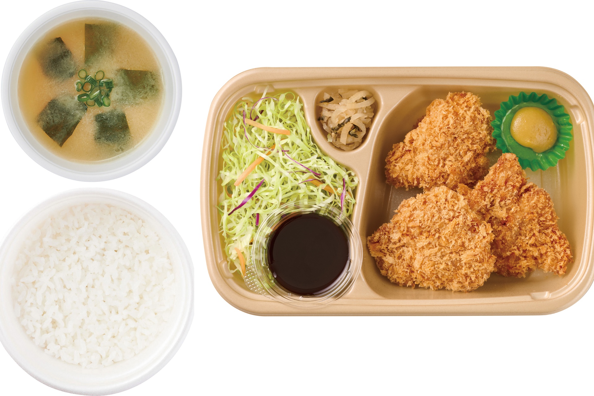 [テイクアウト] とりカツ（3個）ごはん・みそ汁付
