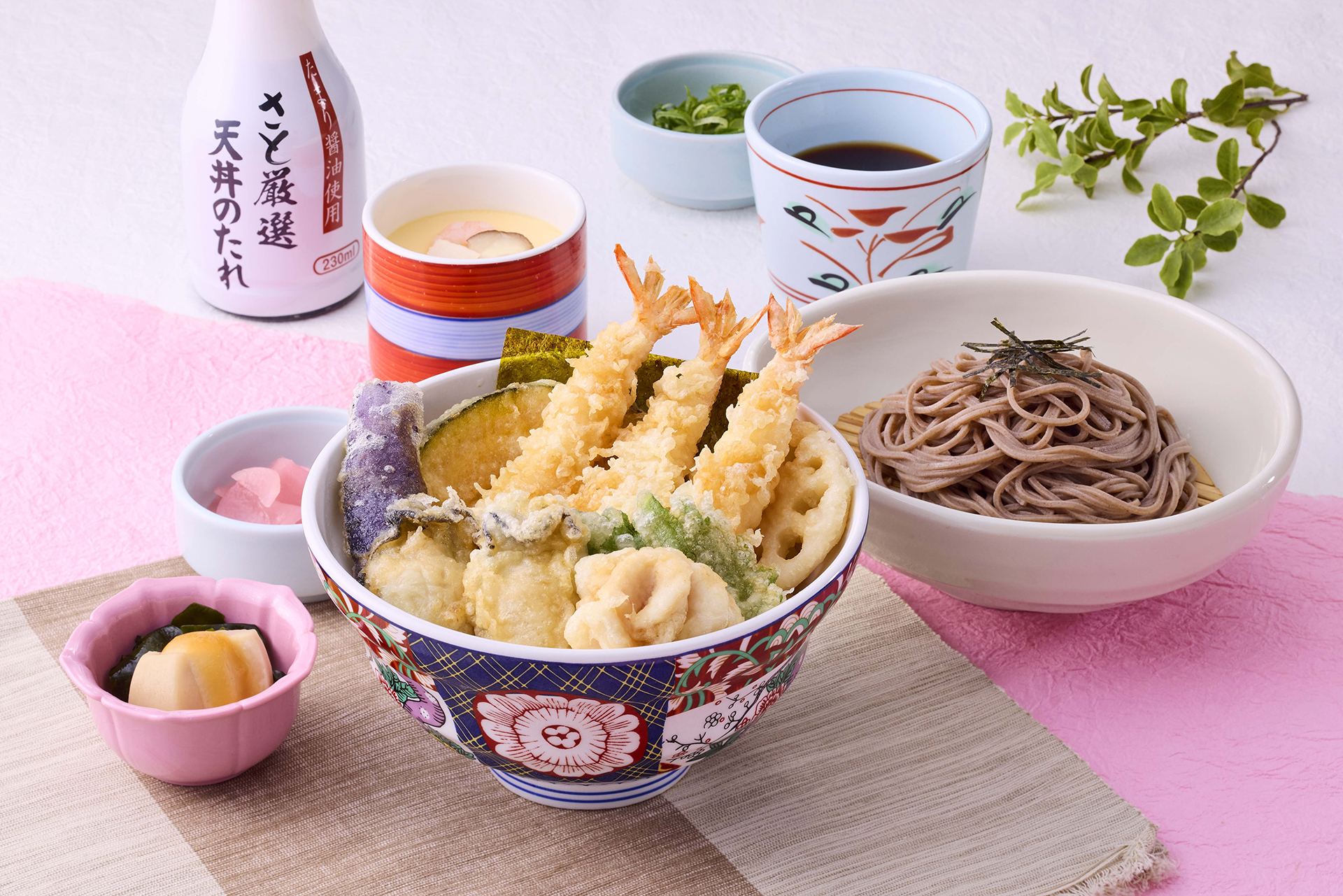 「牡蠣とたら白子の海鮮天丼御膳」（1868円）