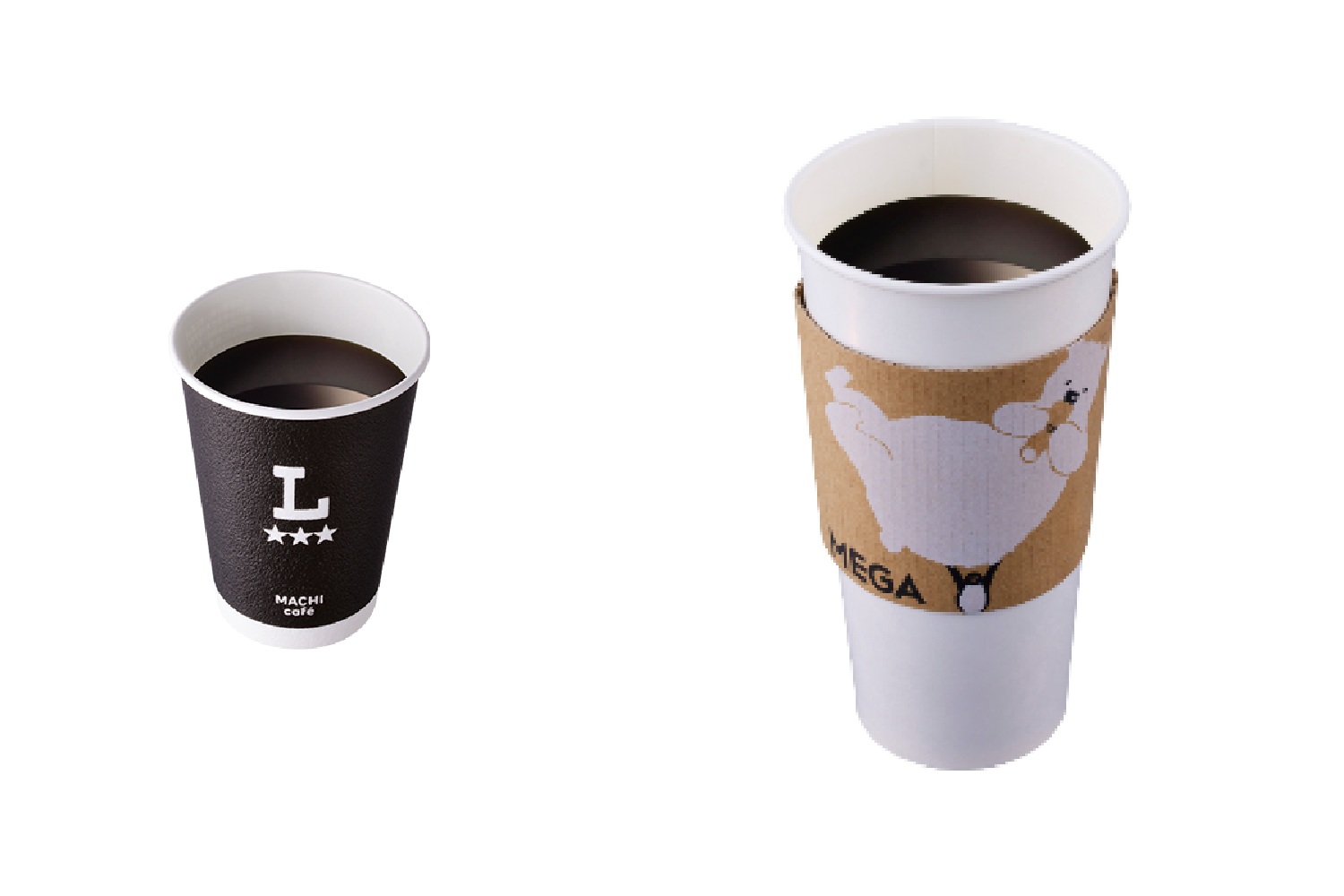 左が従来品、右が「メガホットコーヒー」（260円）