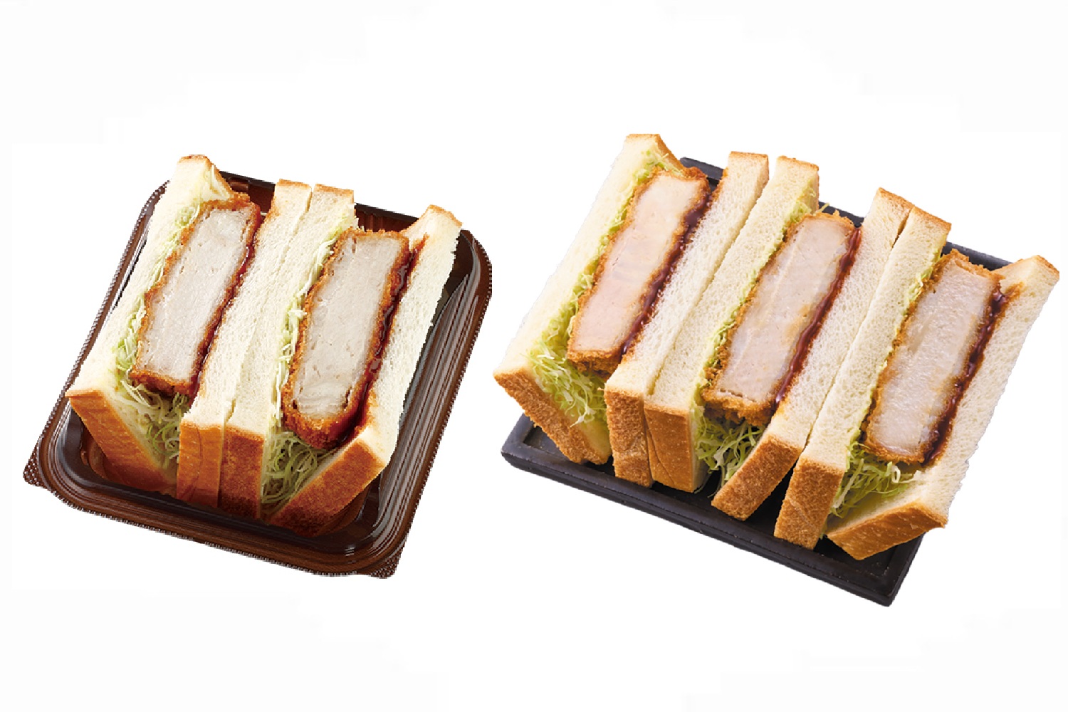 左が従来品、右が「盛りすぎ！プレミアムロールケーキ」（214円）