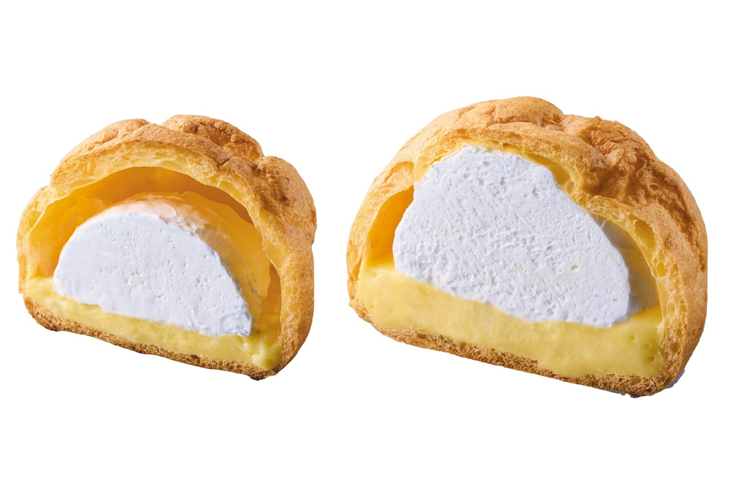 左が従来品、右が「盛りすぎ！大きなツインシュー」（151円）