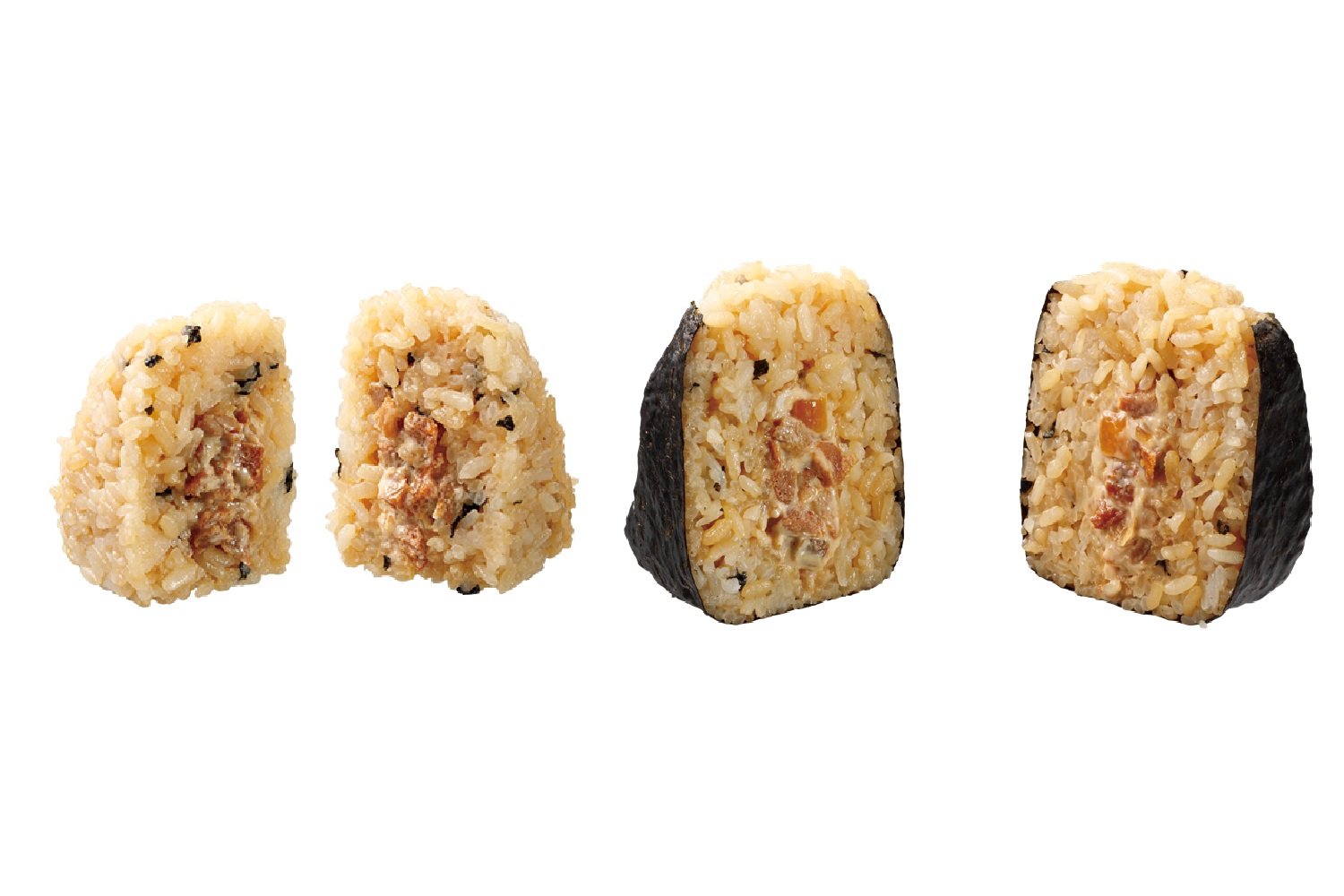 左が従来品、右が「盛りすぎ！チャーシューマヨネーズおにぎり」（181円）